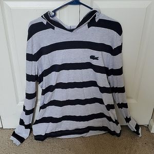 LACOSTE gray/blue hooded shirt size 6 regular fit